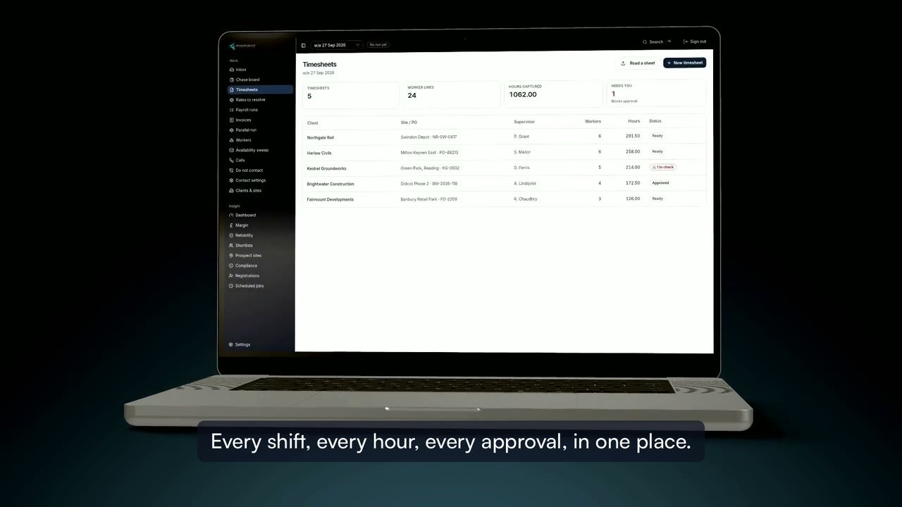 Timesheet Automation, the opening frame of the film